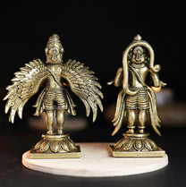 Garuda Hanuman Set Panchloha Idol | 3 inches Height | 320 Gram Handmade Traditional Hindu Religious Statue