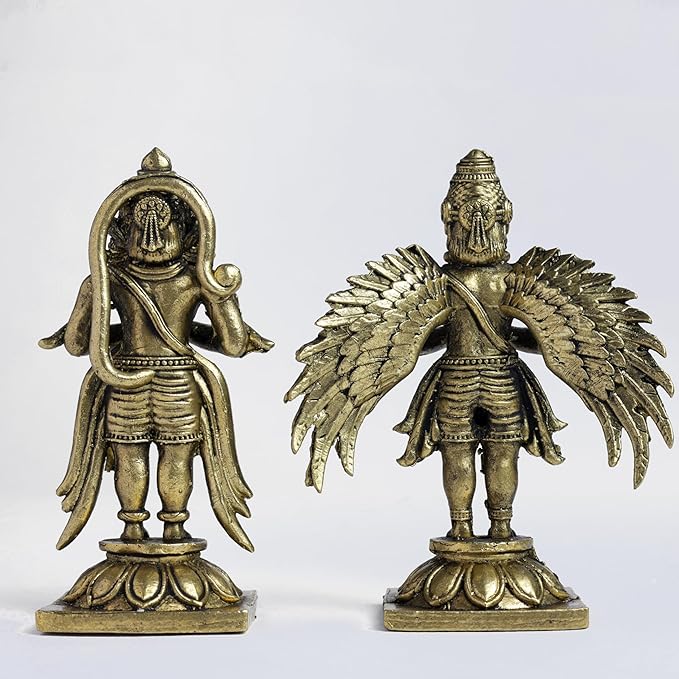 Garuda Hanuman Set Panchloha Idol | 3 inches Height | 320 Gram Handmade Traditional Hindu Religious Statue