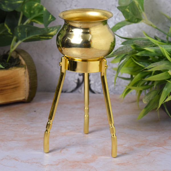 4.6-Inch Brass Abhishek Stand Set with Kalash