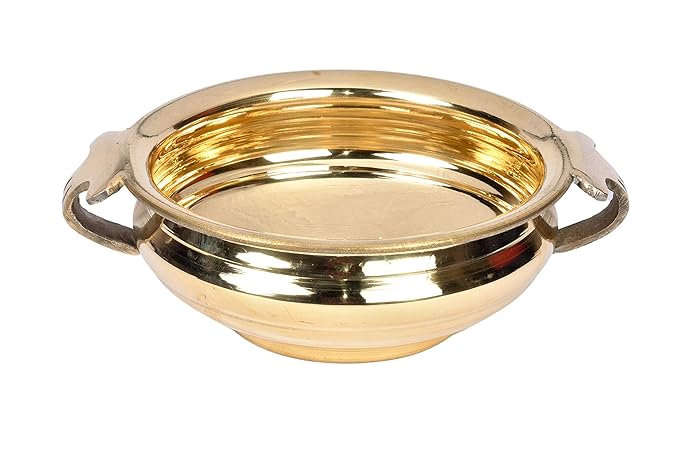 Pure Brass Urli Bowl | Solid Plain Design | 6.25" Decorative Urli (500 ML) for Home & Pooja Décor | Traditional Uruli for Floral & Festive Decoration