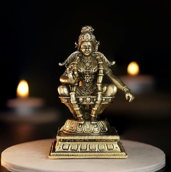 260 gm Ayyappa Panchloha Idol 8 cm Height | Solid Panchaloha God Statue