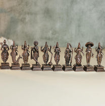 Dashavatar Idol Set | 800 gm ,8 inches Brass Finish Vishnu 10 Avatars Murti Set | , Spiritual Decor & Gifting