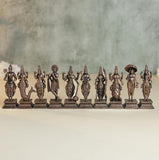 Dashavatar Idol Set | 800 gm ,8 inches Brass Finish Vishnu 10 Avatars Murti Set | , Spiritual Decor & Gifting