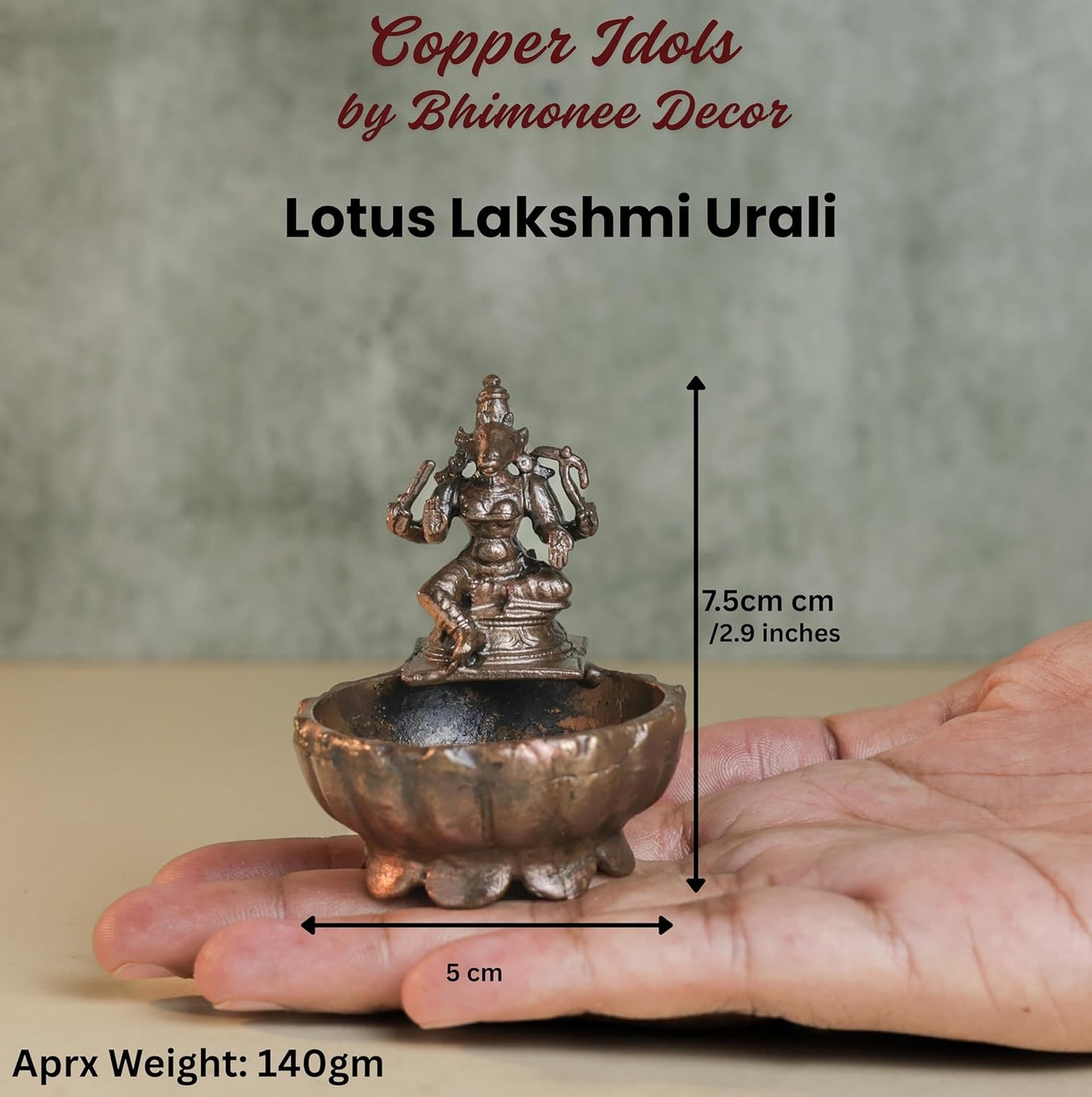 Varahi Urli with Idol | 140 gm ,7.5 inches Brass Finish Decorative Urli Bowl with Goddess Varahi