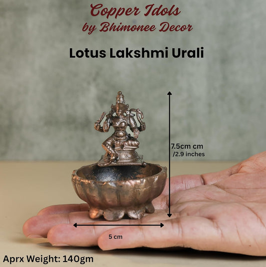 Varahi Urli with Idol | 140 gm ,7.5 inches Brass Finish Decorative Urli Bowl with Goddess Varahi