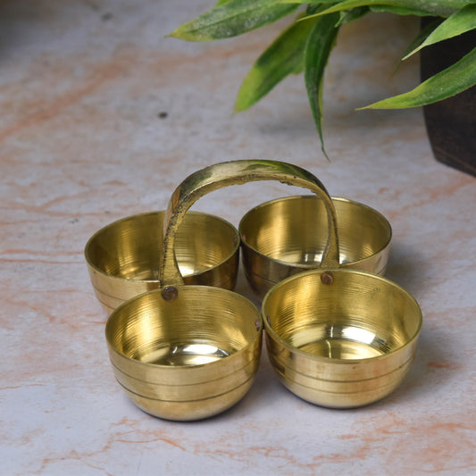 Brass Chowmukh Chopala Bowl Stand | 2 Inches, 100 gm