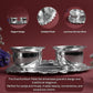 Oval Kumkum Bowl with Plate Set | Metal Haldi Kumkum Holder with Decorative Tray  | Silver Finish