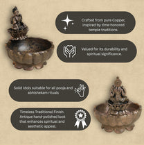 Lotus Lakshmi Urli | 130 gm,6.5 inches  Metal Decorative Bowl with Antique Finish for Home Temple