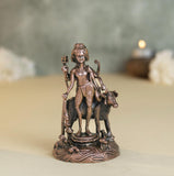 Dattatreya Idol | 160 gm ,8 inches Round Base Murti | Antique Finish Metal God Statue for Home Temple |
