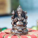 Copper Ganesha Idol, 1.5 Inch, Patina Antique Finish