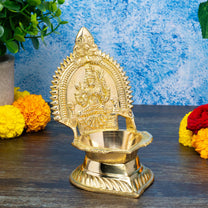 Rajarajeshwari Kamakshi Brass Diya for Pooja | 6 Inch, 450g