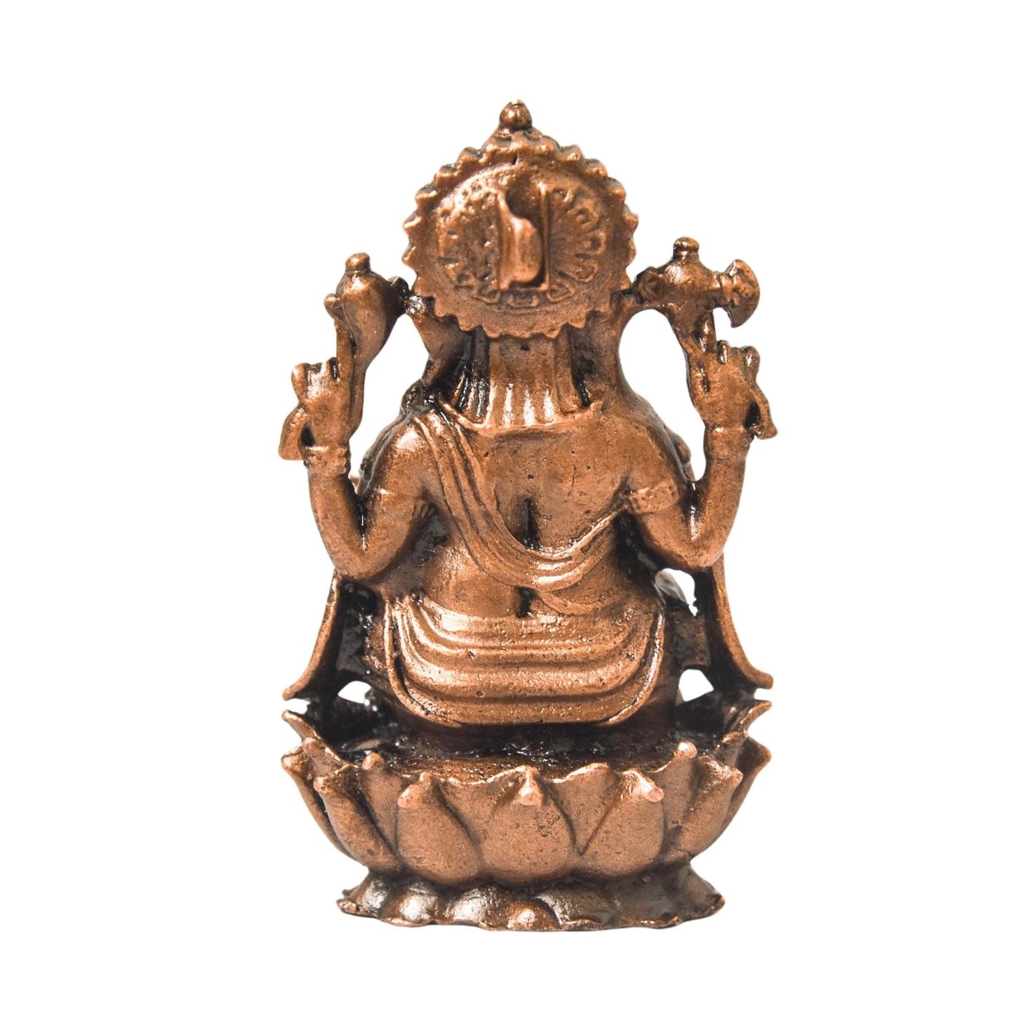 Copper Lotus Darbar Ganesha Idol, 115g, 2.2-Inch, Pack of 1