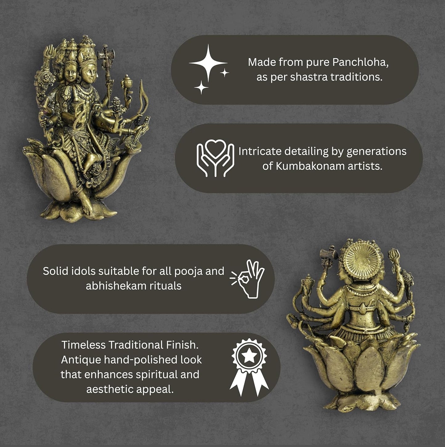 Gayatri Devi Panchloha Idol | 3 Inches Height | 320 Gram Handmade Traditional Hindu Religious Statue