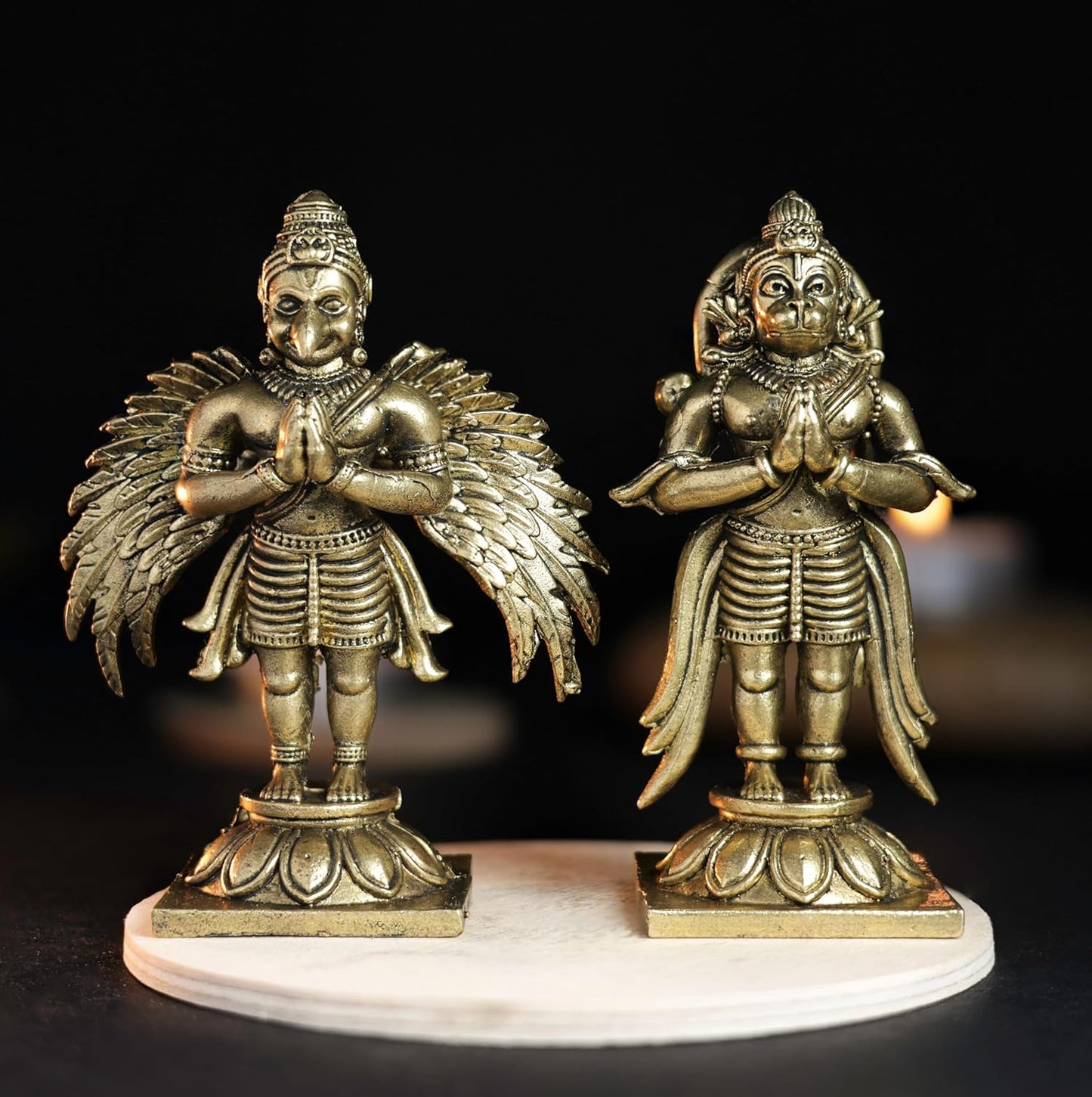 Garuda Hanuman Set Panchloha Idol | 3 inches Height | 320 Gram Handmade Traditional Hindu Religious Statue