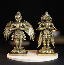 Garuda Hanuman Set Panchloha Idol | 3 inches Height | 320 Gram Handmade Traditional Hindu Religious Statue