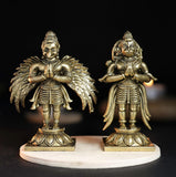 Garuda Hanuman Set Panchloha Idol | 3 inches Height | 320 Gram Handmade Traditional Hindu Religious Statue