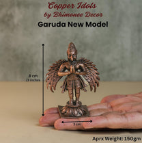 Garuda Idol | 150 gm, 8 inches  New Model | Antique Finish Metal God Statue for Home Temple | Standing Garuda Murti for Pooja Room, Vastu Decor & Spiritual Gift