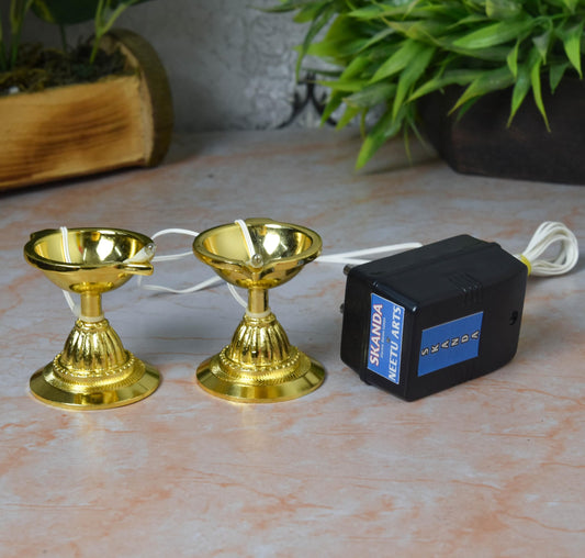 Pure Brass LED Bulb Light Electric Kuber Diya | 2.25 Inches, 200gm