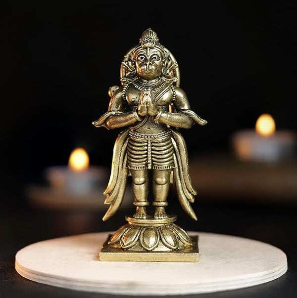 150 Gram Standing Hanuman Panchloha Idol | 3 Inches Height | Handmade Traditional Hindu Religious Statue