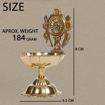 Brass Shanku Chakra Table Diya | 3.15 Inches | Brass Colour | Pack of 1 Pair