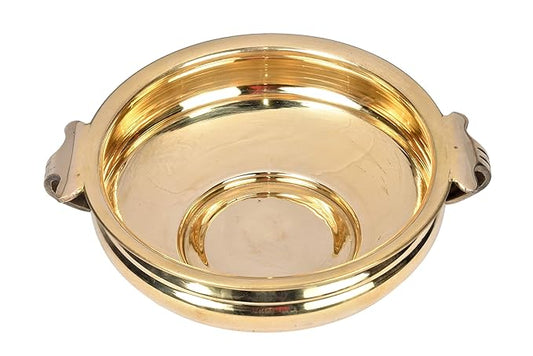 Pure Brass Urli Bowl | Elegant Plain Design | 8 inches Decorative Urli for Home & Living Room Décor | Traditional Uruli for Pooja, Festive & Floral Decoration