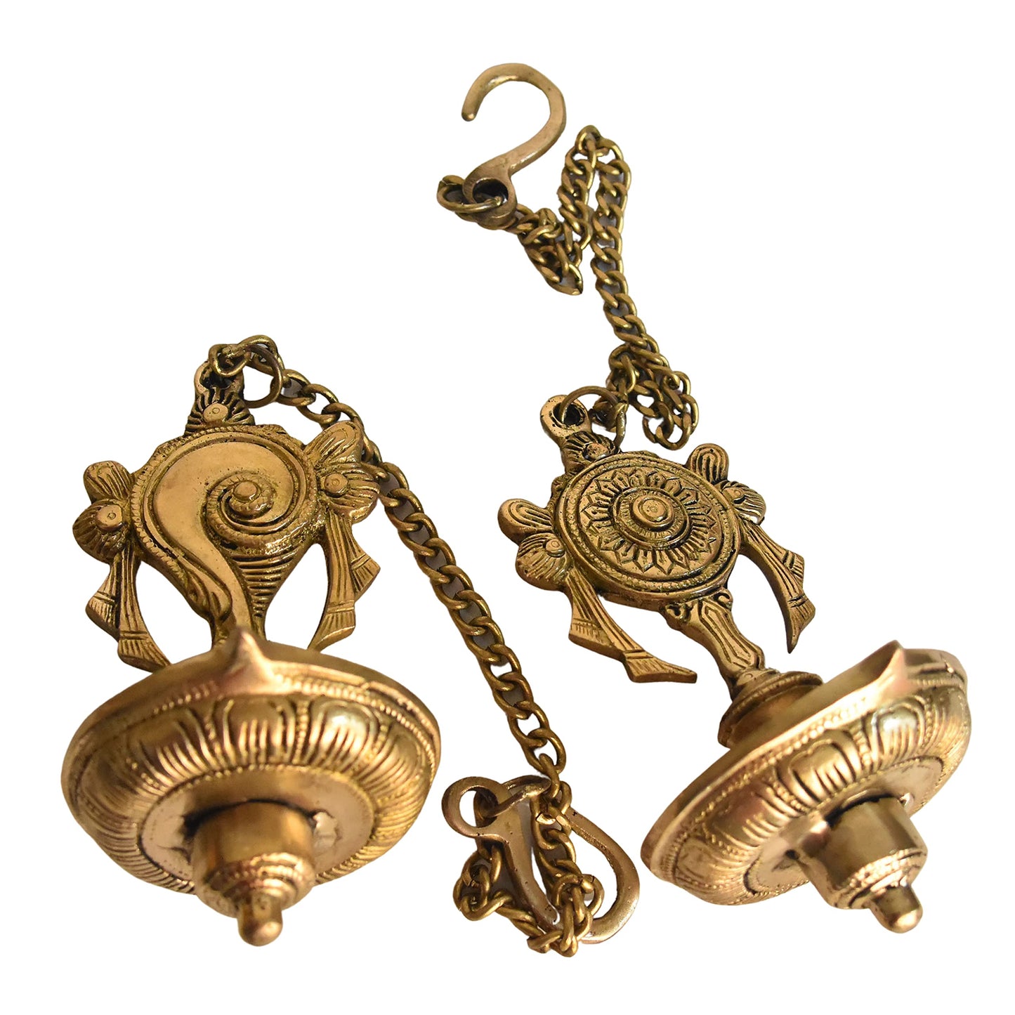 Pure Brass shanku Chakra Diya | Pair