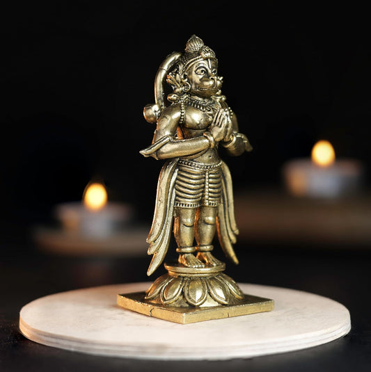 150 Gram Standing Hanuman Panchloha Idol | 3 Inches Height | Handmade Traditional Hindu Religious Statue