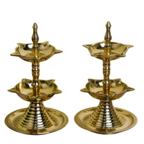 Pure Brass Kerala 2-Step Heavy Diya, 6 Inch (Pair)