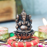 Copper Ganesha Idol, 2-Inch, 140g, Patina Antique Finish