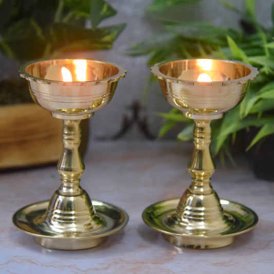 Brass Udupi Nanda Diya | Pack of 2 | 5 Inches | 510g