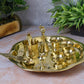 Flower Design Brass Pooja Thali Set, 10 Inches, 670 gm