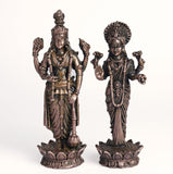 Lakshmi 11 inches & Vishnu 12 inches Idol Set 480 grams  | Antique Finish Metal God Statue for Home Temple