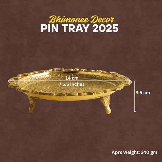 Brass Decorative Plate  | Floral Engraved Serving Plate for Diwali Pooja Gift Center Table | Handcrafted Metal
