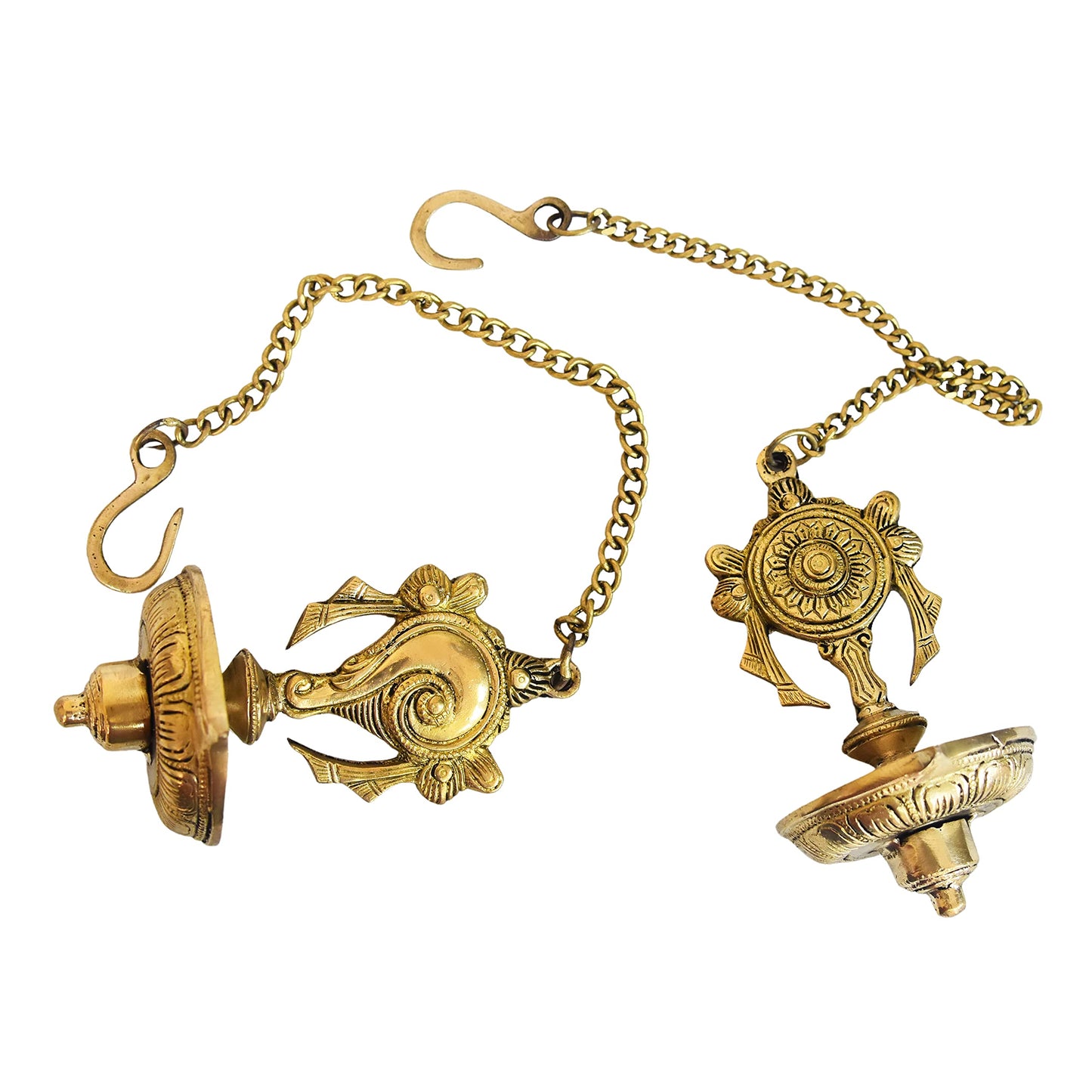 Pure Brass shanku Chakra Diya | Pair