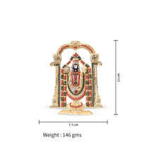 Tirupati Balaji Stone Idol | 4 Inches, Gold (Red Sequins)