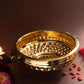 Diamond Carving Urali Bowl 10" | 740 gm Decorative Brass Bowl & Platter | Home Decor, Pooja & Gifting | Brass | Gold