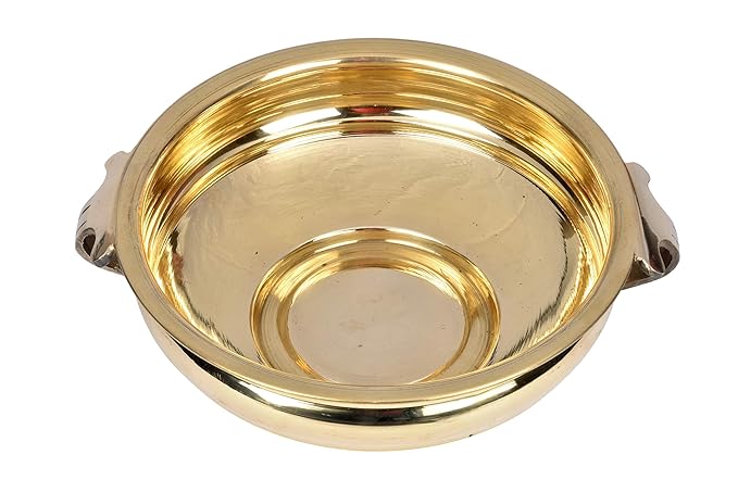Pure Brass Urli Bowl | Elegant Plain Design | 9.5 inches Decorative Urli for Home & Living Room Décor | Traditional Indian Uruli for Pooja & Festive Decoration