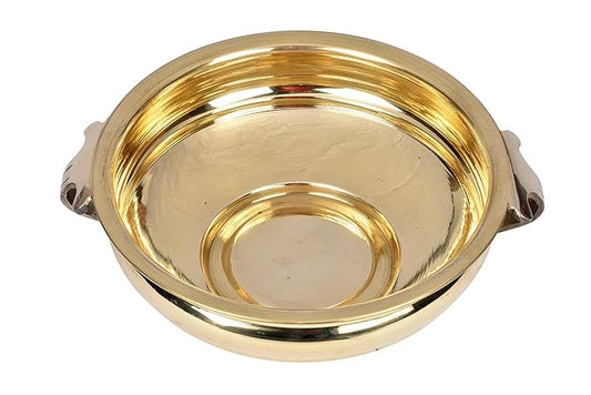 Pure Brass Urli Bowl | Elegant Plain Design | 9.5 inches Decorative Urli for Home & Living Room Décor | Traditional Indian Uruli for Pooja & Festive Decoration
