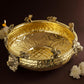 Brass Urli Bowl with Lion Design , 12 inches 1180 grams  | Decorative Floating Flower Bowl for Home Decor |  Handcrafted Metal Urli