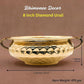 Diamond Carving Urali Bowl 8" | 470 gm Decorative Brass Bowl & Platter | Home Decor, Pooja & Gifting | Brass | Gold