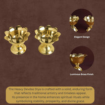Brass Diya Set of 2 ,6 inches 150 grams  | Traditional Oil Lamps for Pooja Home Decor |  Handcrafted Metal Tabletop Diyas