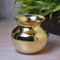 Brass Lota Chambu Kalash, 3-Inch, 160 gm Handcrafted Pooja Vessel
