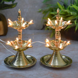 Brass Electric LED Diya with 2-Step Traditional Deepak Design | 6 Inches, 480 gm