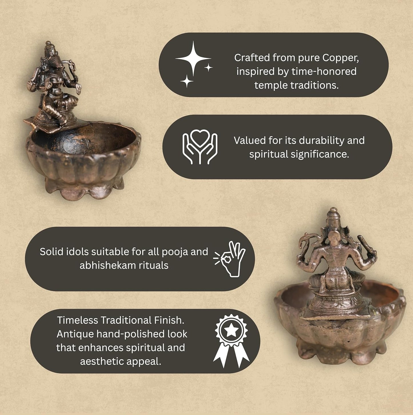 Varahi Urli with Idol | 140 gm ,7.5 inches Brass Finish Decorative Urli Bowl with Goddess Varahi