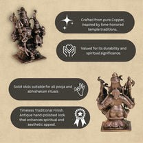Shiva Parvati Idol | 300 gm ,8 inches Brass Finish Shiv Parivar Murti |  Vastu Decor & Spiritual Gift