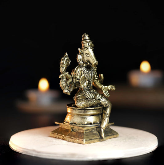 Varahi Amman Panchaloha Idol | Handcrafted Mini Brass Finish | 7 cm | 140G | Hindu Goddess Idol