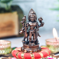 Copper Kalabhairava Idol with Patina Antique Finish, 2.4-Inch
