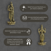 Vishnu Panchloha Idol | Size 8 cm | Approx 100 Gram | Handmade Traditional Hindu Religious Statue for Home Temple and Pooja