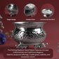 Etching Elephant Stand Deksi | Decorative Metal Pooja Bowl with Elephant Legs | Traditional Home Temple Decor | Silver finish| 3 Inch