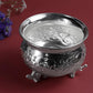 Etching Elephant Stand Deksi | Decorative Metal Pooja Bowl with Elephant Legs | Traditional Home Temple Decor | Silver finish| 3 Inch